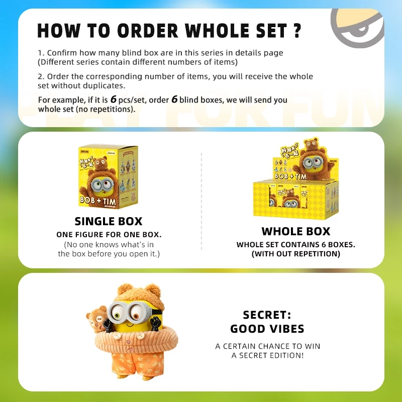 52TOYS Minions Bob & Tim – Buddies Forever Series Vinyl Plush Keychain Blind Box Figure Toy thumbnail 3