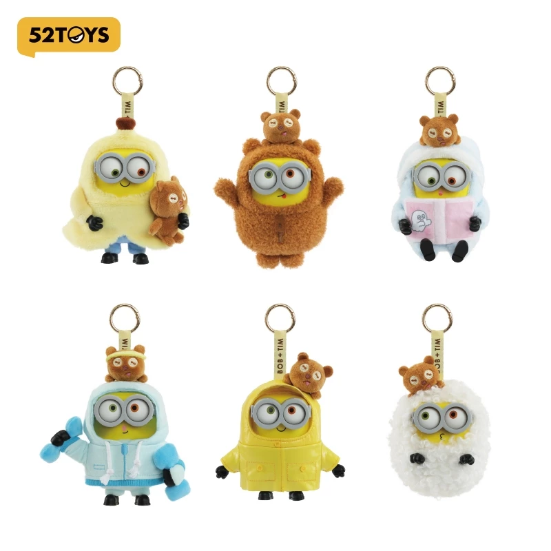52TOYS Minions Bob & Tim – Buddies Forever Series Vinyl Plush Keychain Blind Box Figure Toy(Whole Set)