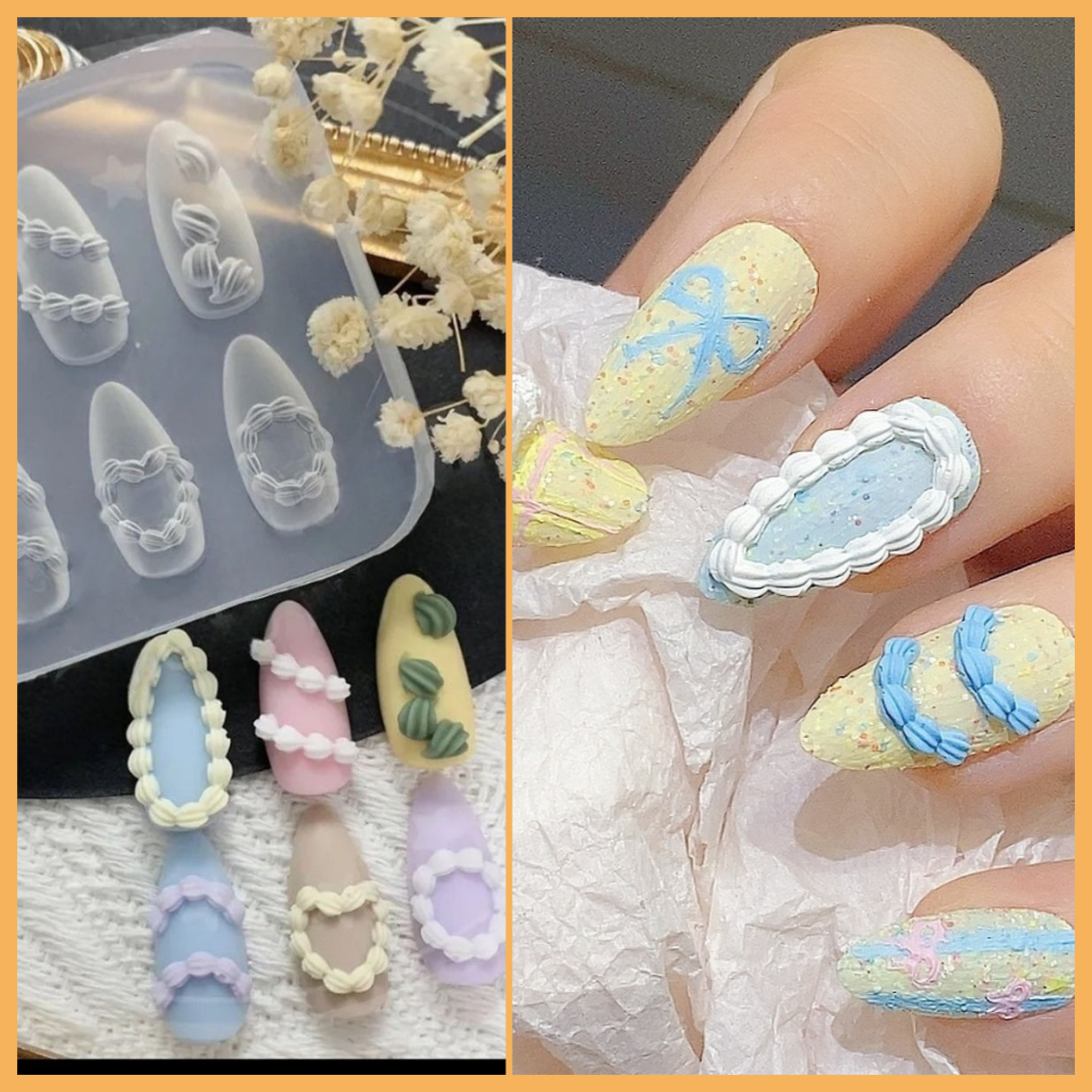 [Further] เค้กครีม 3D ซิลิโคนแกะสลักเครื่องประดับเล็บแม่พิมพ์ DIY ออกแบบเล็บตกแต่งเล็บแม่แบบสําหรับเล็บ Charms เล็บ [TH]