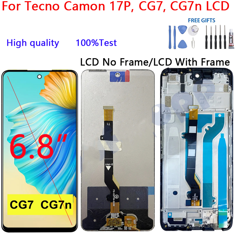 สําหรับ Tecno Camon 17P, CG7, CG7n จอแสดงผล LCD Touch Screen Digitizer ชุดกระจกอะไหล่ซ่อม