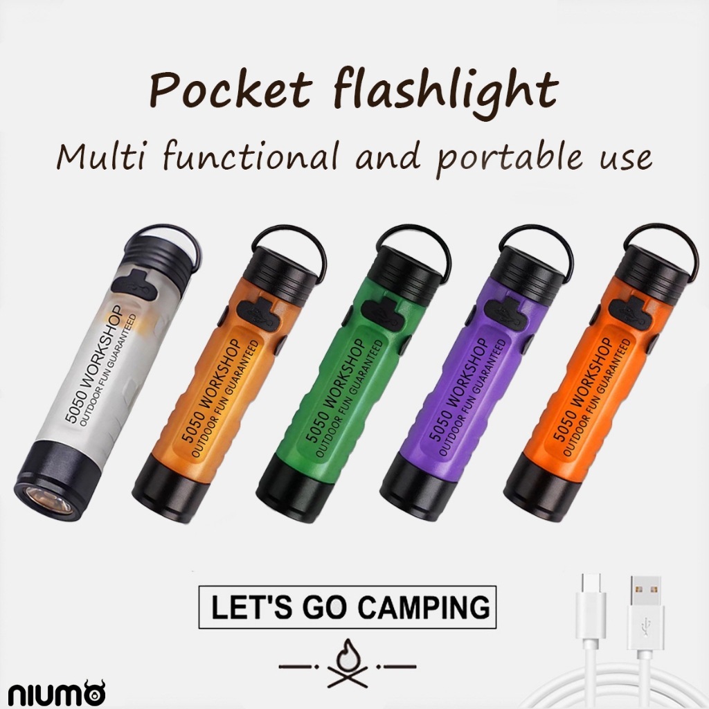 【niumo】ไฟฉายพกพา ไฟฉายพวงกุญแจ	mini flashlight ไฟฉายจิ๋ว ไฟฉาย led มาพร้อมกับตะขอแม่เหล็กและคลิปหมวก ความสว่างสูง และความสามารถในการชาร์จแบบ TYPE-C เหมาะสำหรับใช้ภายนอกอาคาร ไฟดับ และไฟฉุกเฉินภา