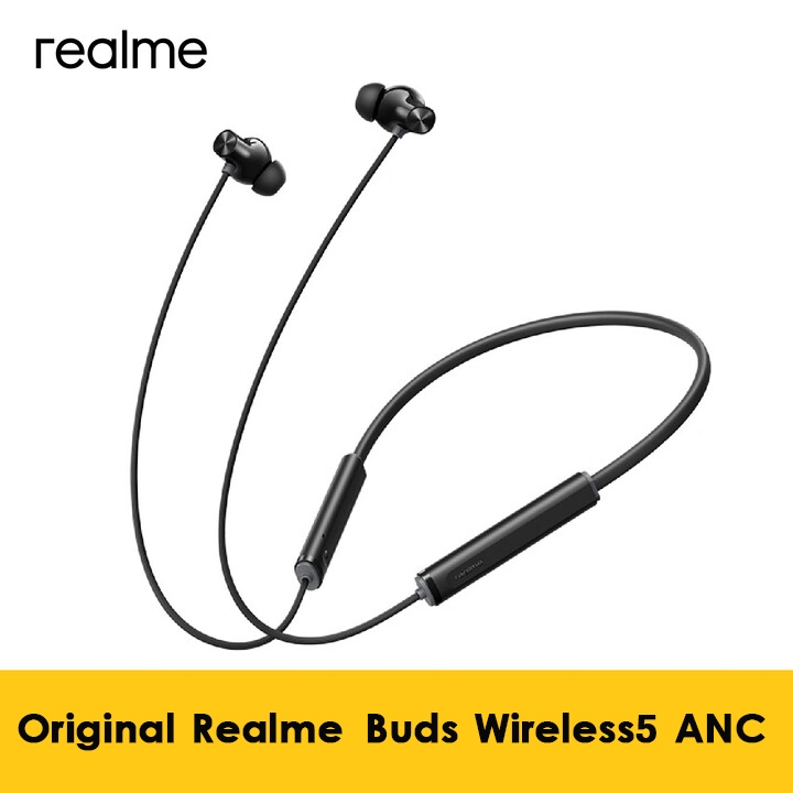 Original Realme Buds Wireless 5 ANC หูฟังไร้สายบลูทูธ 50dB Hybrid ลดเสียงรบกวนคอแขวน 38 ชั่วโมงอายุก
