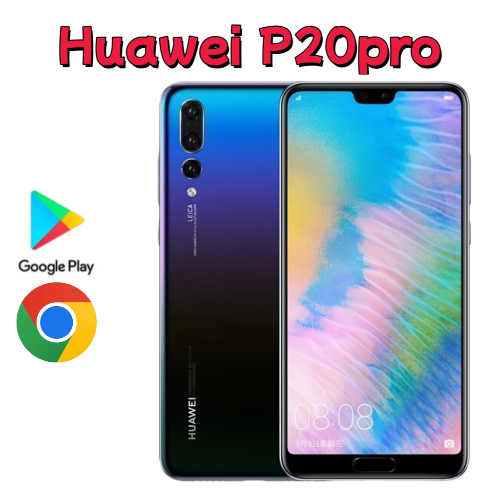 โทรศัพท์มือสองใหม่ 90% สมาร์ทโฟน Huawei P20pro 4G ดั้งเดิมพร้อม NFC 6+64G/128G/256GB, 6.1 นิ้ว, 4000