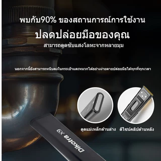 ไฟฉาย DIKOTRA X9 600 lumens ชาร์จ USB-C พร้อมโหมดการทำงาน 5 แบบและแสงกระจายกว้าง COB ใช้งานสะดวกกับฐานแม่เหล็กและคลิปพ็อกเก็ต เหมาะสำหรับการตั้งแคมป์ เดินป่า และซ่อมแซม