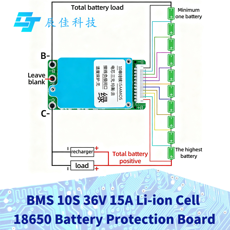 BMS 10S 36V 15A Li-ion Cell 18650 แบตเตอรี่บอร์ดป้องกัน PCB พร้อมฟังก์ชั่นสมดุลชาร์จวงจรสั้นป้องกัน