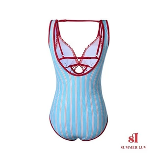 [SUMMER LUV] ส่งไวจากไทย กางเกงขาสั้นชุดว่ายน้ำลายทางสีน้ำเงิน เซ็กซี่และน่ารัก
