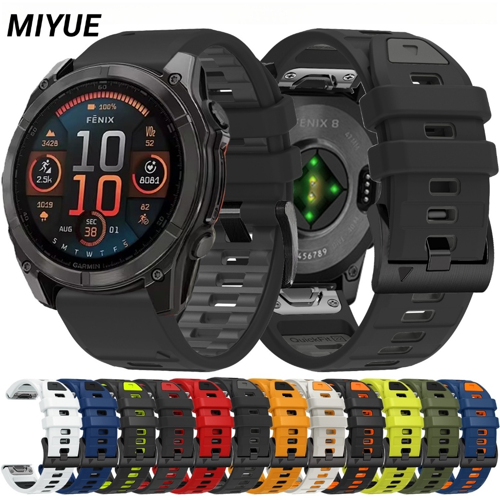 สายซิลิโคนสําหรับ Garmin Fenix E/8/7X/6X/Tactix8 สายนาฬิกา Forerunner 970/965/955/265 Quick Release Band Descent MK3/Instinct 3/2X เปลี่ยนสร้อยข้อมือ Garmin Watch สายรัดข้อมือ