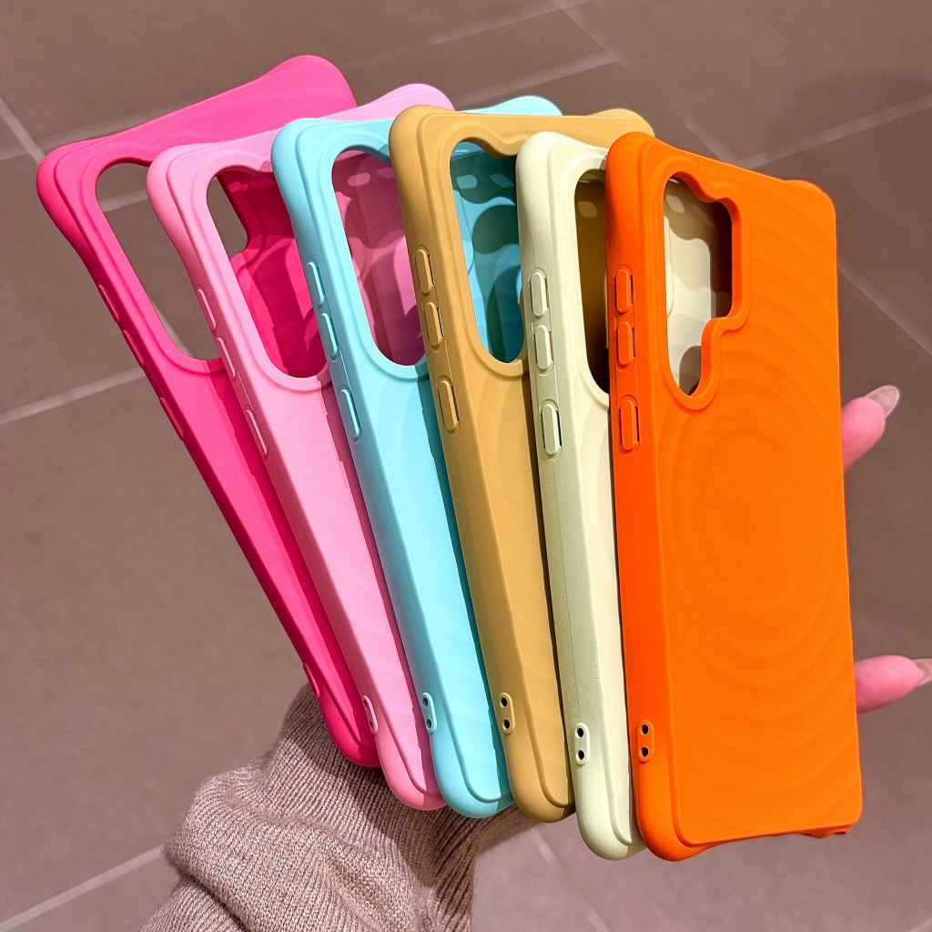 แฟชั่น สีทึบ สะท้อนคลื่น Magnetic เคส Samsung Galaxy S26 Ultra S26 Plus S26 S25 Ultra S25 Plus S25 S24 Ultra S24 Plus S24 S23 Ultra S22Ultra Case เคสโทรศัพท์ใหม่ ซิลิโคนอ่อนนุ่มป้องกันการตก เคสมือถือซัมซุง