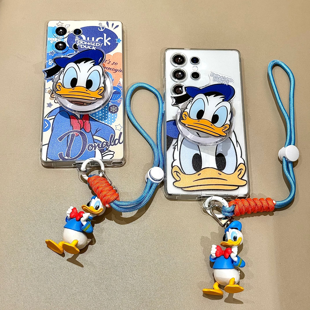 การ์ตูนน่ารัก Donald Duck Magnetic วงเล็บ เชือกมือ เคส Samsung Galaxy S26 Ultra S26 Plus S26 S25 FE S25 Ultra S25 Plus S25 S24 FE S24 Ultra S24 Plus S24 S23FE S23 Ultra S22Ultra Case เคสโทรศัพท์ใหม่ ซิลิโคนอ่อนนุ่มป้องกันการตก เคสมือถือซัมซุง