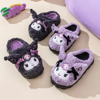 คุโรมิ Kuromi รองเท้าแตะ ขนนุ่ม Fluffy พื้นหนา กันลื่น สบาย เบา ใช้ในบ้าน รองเท้าบ้าน ฤดูหนาว น่ารัก ส่งฟรีพร้อมส่ง