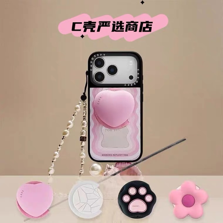 CASE ใหม่ซิลิโคนสีชมพูรักดอกไม้ถุงลมนิรภัยวงเล็บดูดแม่เหล็กเหมาะสําหรับโทรศัพท์มือถือชุดสากลวงเล็บลูกฟูก