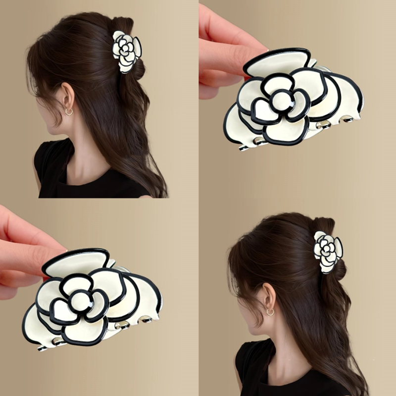 [DIDA DIDA] กิ๊บติดผมดอกไม้ สไตล์ที่สง่างาม ฝรั่งเศส สีเบจ ขนาดใหญ่ 7.5 ซม. กิ๊บหนีบผมแผ่นอะซิเตท