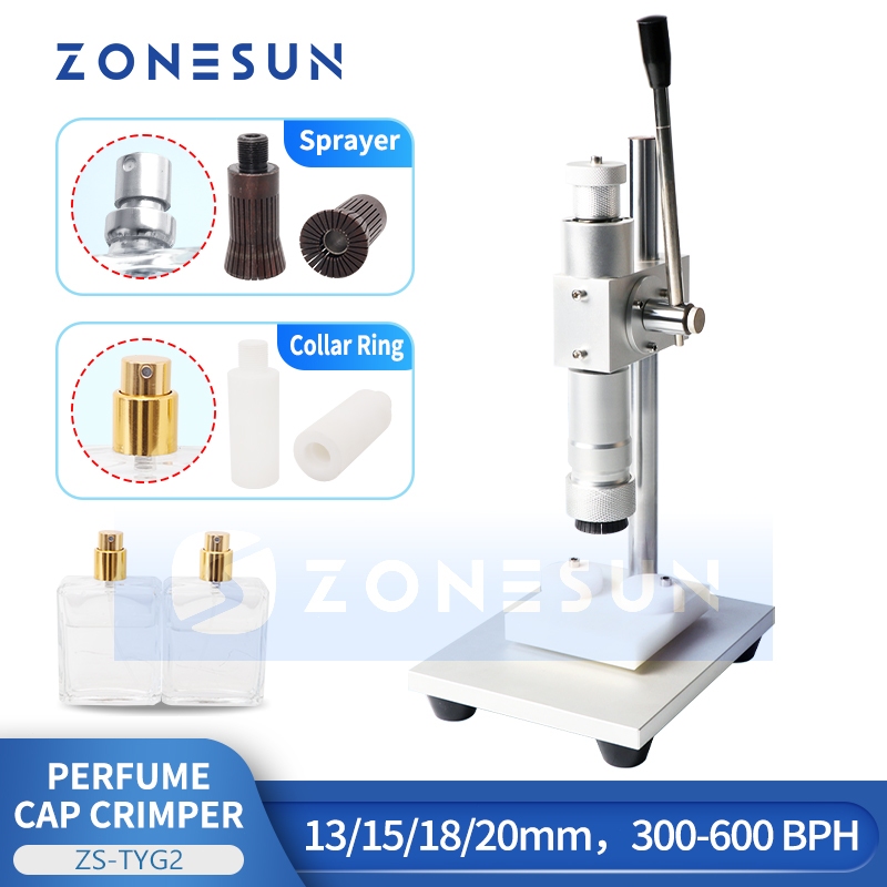 ZONESUN ZS-TYG2 คู่มือน้ําหอม CRIMPING เครื่องขวด Capper ปลอกคอโลหะกดซีลขวดสเปรย์หมวก CRIMPING Tool สําหรับบรรจุภัณฑ์น้ําหอมเครื่องสําอาง