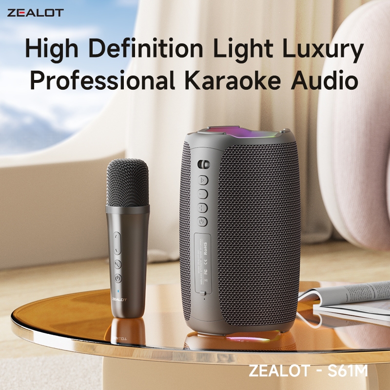 ZEALOT S61M ลําโพงบลูทูธพกพา 10W | ลําโพงคาราโอเกะไร้สายพร้อมไมค์ 1 หรือ 2 ตัว | แบตเตอรี่ 3600mAh บ