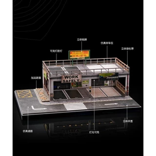 Diorama 1/64 Scale Double-Decker จําลองโรงรถรุ่นพร้อมไฟที่จอดรถกล่องแสดงรถขนาดเล็ก