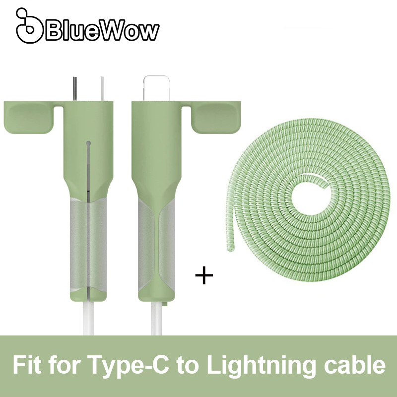 Bluewow ฝาครอบป้องกันสายชาร์จ ซิลิโคน อุปกรณ์เสริม iP-18/20w Type C/USB ตัวป้องกันสายเคเบิล - (ไม่ใช่สําหรับ Samsung)