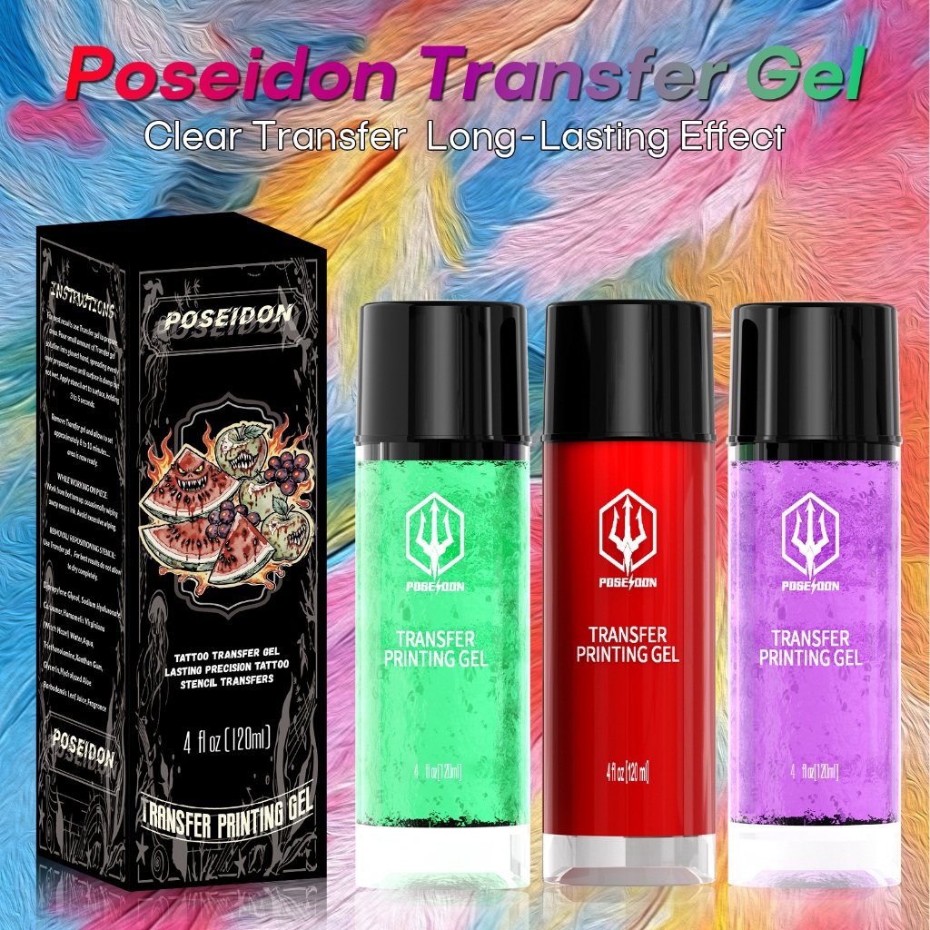 POSEIDON Tattoo Transfer Gel - 120ml Professional Transfer Solution สําหรับ Tattoo Templates - Scented Transfer Gel with Fruity Aroma