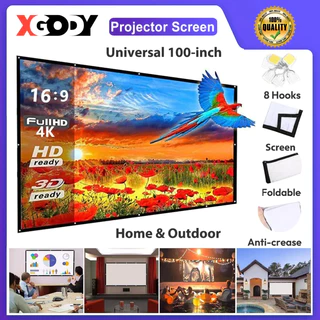 XGODY ฉากโปรเจคเตอร์ HD ฉากผนัง 4K ขนาด 100 นิ้ว