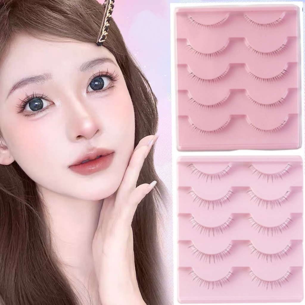 Local Shipment Natural Under Eyelash Lower Eyelashes ก้านโปร่งใส Cross 5 คู่