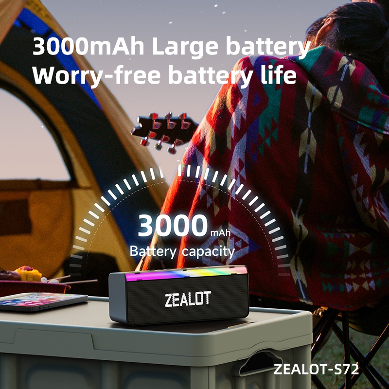 ZEALOT S72 ลําโพงบลูทูธ 20W ลําโพงไร้สายแบบพกพากันน้ํา 3000mAh Dual Driver Bass Sound Box ลําโพง Type-C กลางแจ้ง ราคา ถูกที่สุด ดีลบีเคเค แกลเลอรีภาพที่ 6