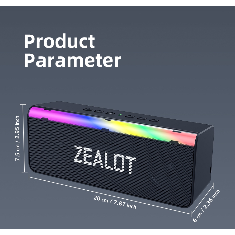 ZEALOT S72 ลําโพงบลูทูธ 20W ลําโพงไร้สายแบบพกพากันน้ํา 3000mAh Dual Driver Bass Sound Box ลําโพง Type-C กลางแจ้ง ราคา ถูกที่สุด ดีลบีเคเค แกลเลอรีภาพที่ 8