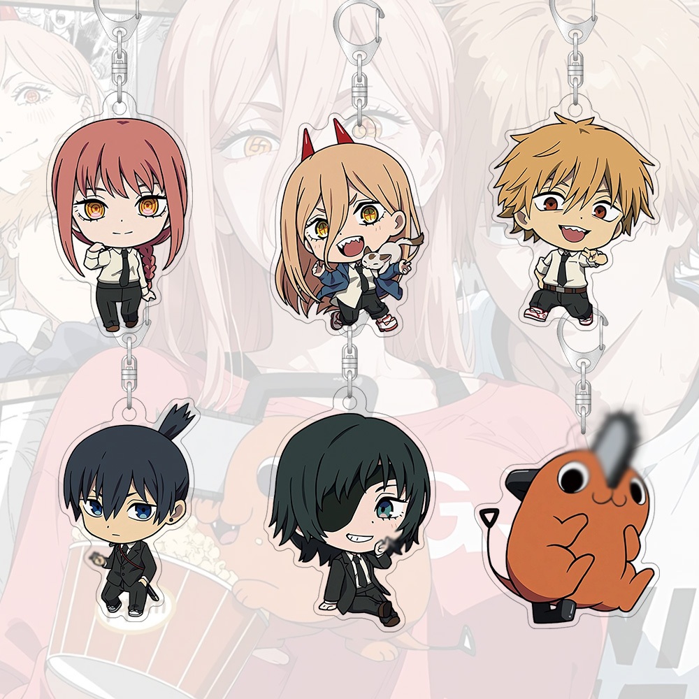 พวงกุญแจอะคริลิค Chainsaw Man อะนิเมะการ์ตูนน่ารักกระเป๋าตกแต่งกระเป๋านักเรียนจี้ขนาดเล็กของขวัญ Key แหวน