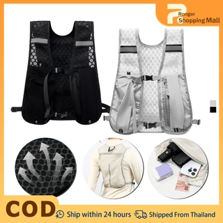 เสื้อกั๊กวิ่งกันน้ํา เสื้อกั๊กสะท้อนแสง ไนลอนน้ําหนักเบา พร้อมที่เก็บขวดน้ําและโทรศัพท์ เหมาะสําหรับขี่จักรยานและเดินป่า