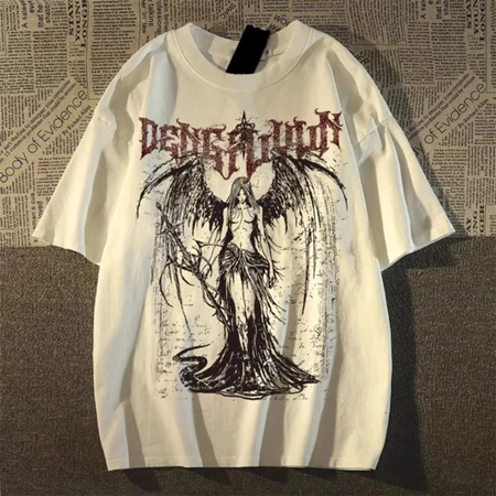 เสื้อยืดแขนสั้นผ้าฝ้าย พิมพ์ลายสำหรับผู้ชาย สวมใส่ง่าย และระบายอากาศดี สไตล์โอเวอร์ไซส์ trend ใหม่