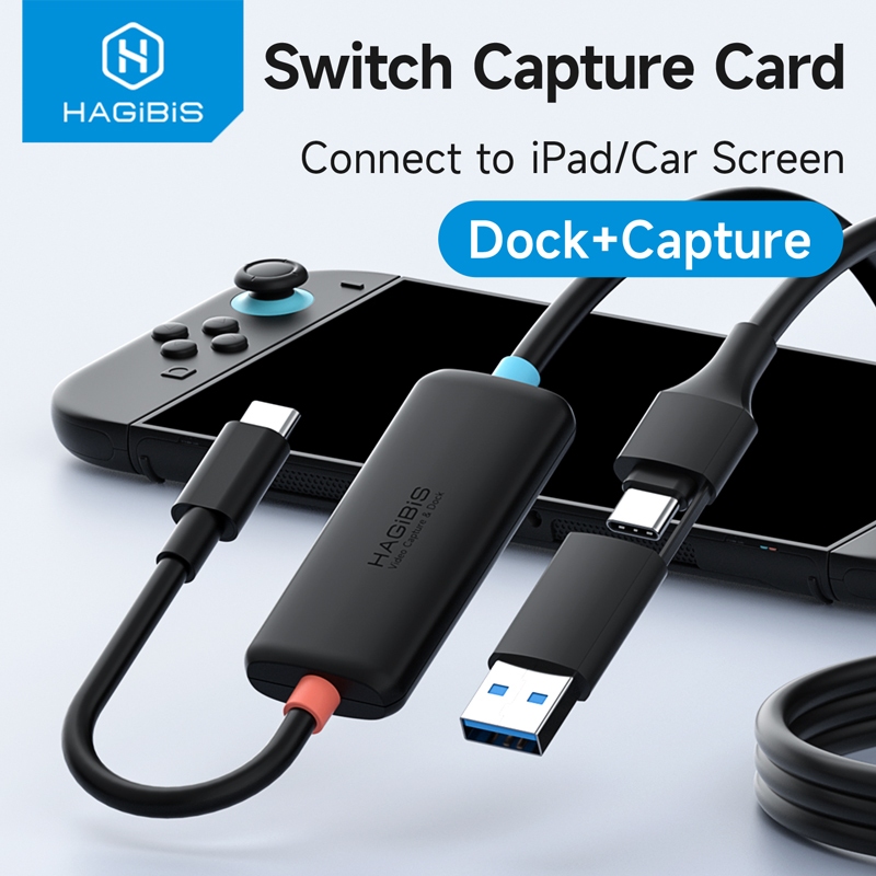 Hagibis USB3.0 การ์ดจับภาพวิดีโอ 100W PD USB C ถึง USB A/USB C Live และบันทึกวิดีโอเกมสําหรับเล่นเกมสําหรับ Quest 3 4 Switch1/2 ROG