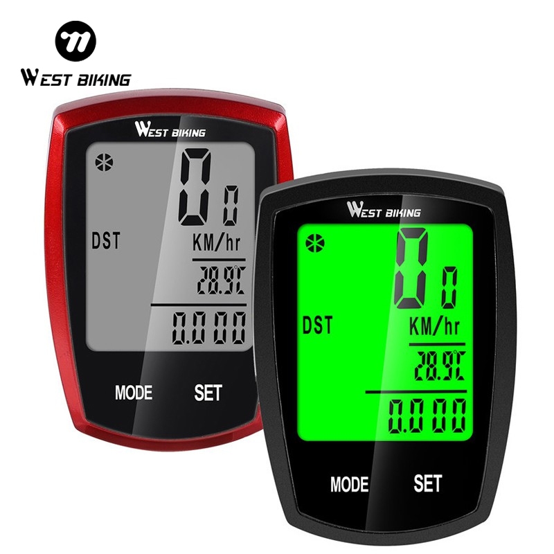 WEST BIKING กันน้ําจักรยาน Speedometer ขี่จักรยานไร้สายจักรยานคอมพิวเตอร์วัดระยะทางพร้อม Backlight