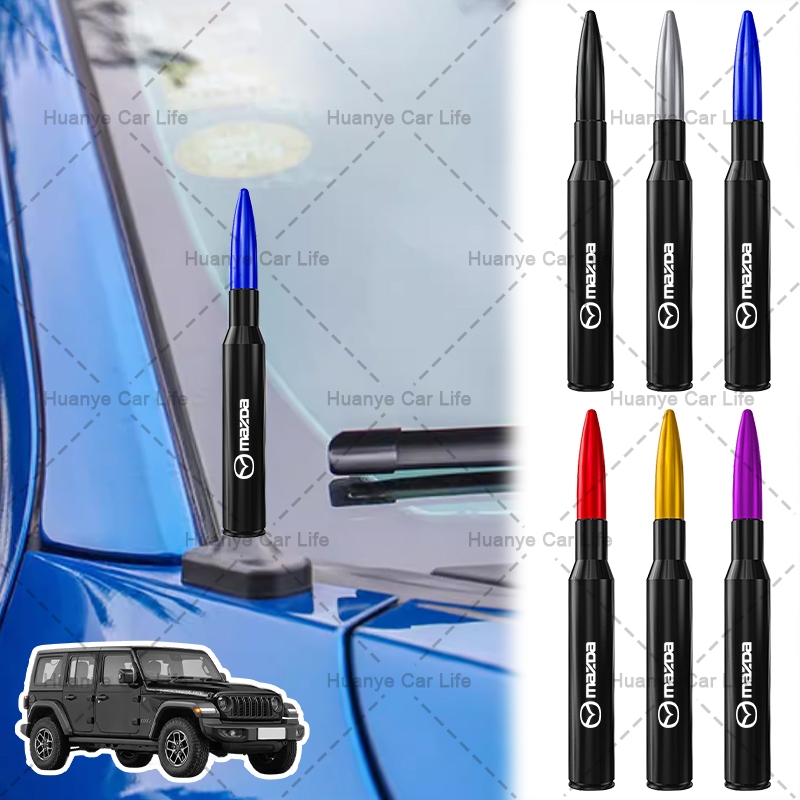 1pcs รถ FM/AM รับเสาอากาศโลหะ Bullet Head รถสําหรับ Mazda 2 3 5 6 2017 CX-4 CX-5 CX-7 CX-9 CX-3 CX-5
