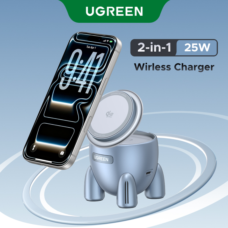 【Qi2.2】UGREEN รูปทรงจรวด UNO MPP 2-in-1 MagFlow Wireless 25W Charger การชาร์จแม่เหล็กที่รวดเร็วเป็นพ