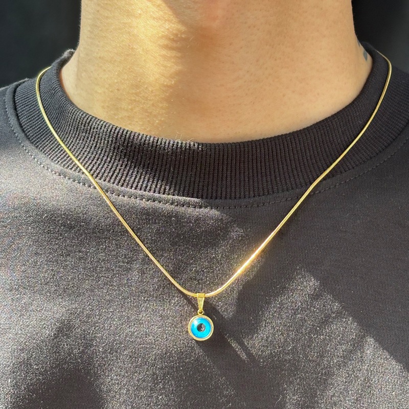 จี้สร้อยคอนำโชคแบบ Evil Eye สแตนเลสสีฟ้า สำหรับผู้หญิง