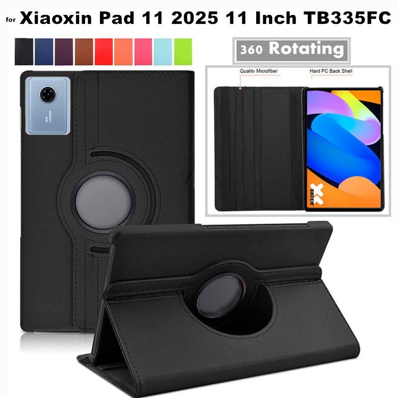 for Lenovo Xiaoxin Pad 11 Pad11 2025 11 Inch TB335FC Tablet 360 Rotating PU Leather Case With Stand 