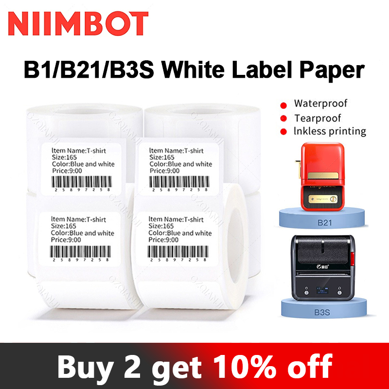 NIIMBOT กระดาษฉลากสีขาวกระดาษสติกเกอร์ฉลากความร้อนสําหรับ Niimbot B21 B1 B3S
