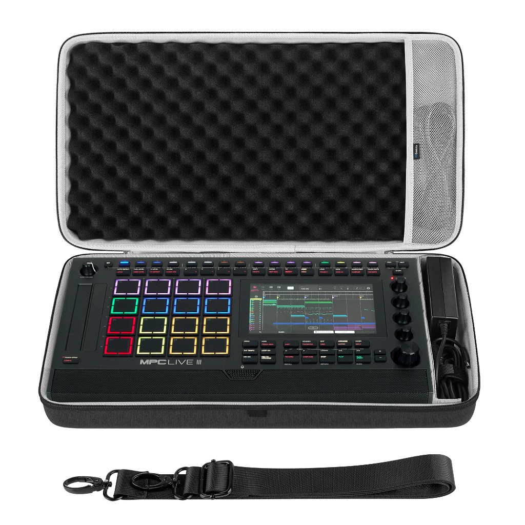 GEEKRIA กระเป๋าใส่อินเทอร์เฟซเสียงเข้ากันได้กับ Akai Professional MPC Live 3, กระเป๋าเดินทางแบบพกพาเปลือกแข็ง EVA (สีเทาเข้ม)