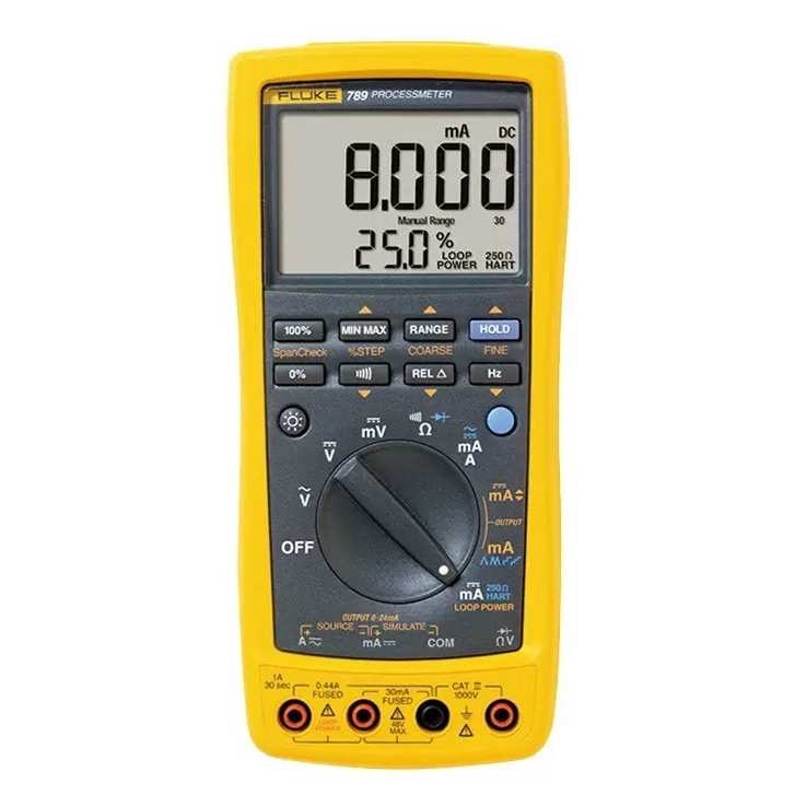 เครื่องวัดกระบวนการ Fluke 789™ มัลติมิเตอร์แบบดิจิตอลขนาดกะทัดรัดและน้ํายาสอบเทียบแบบห่วง mA
