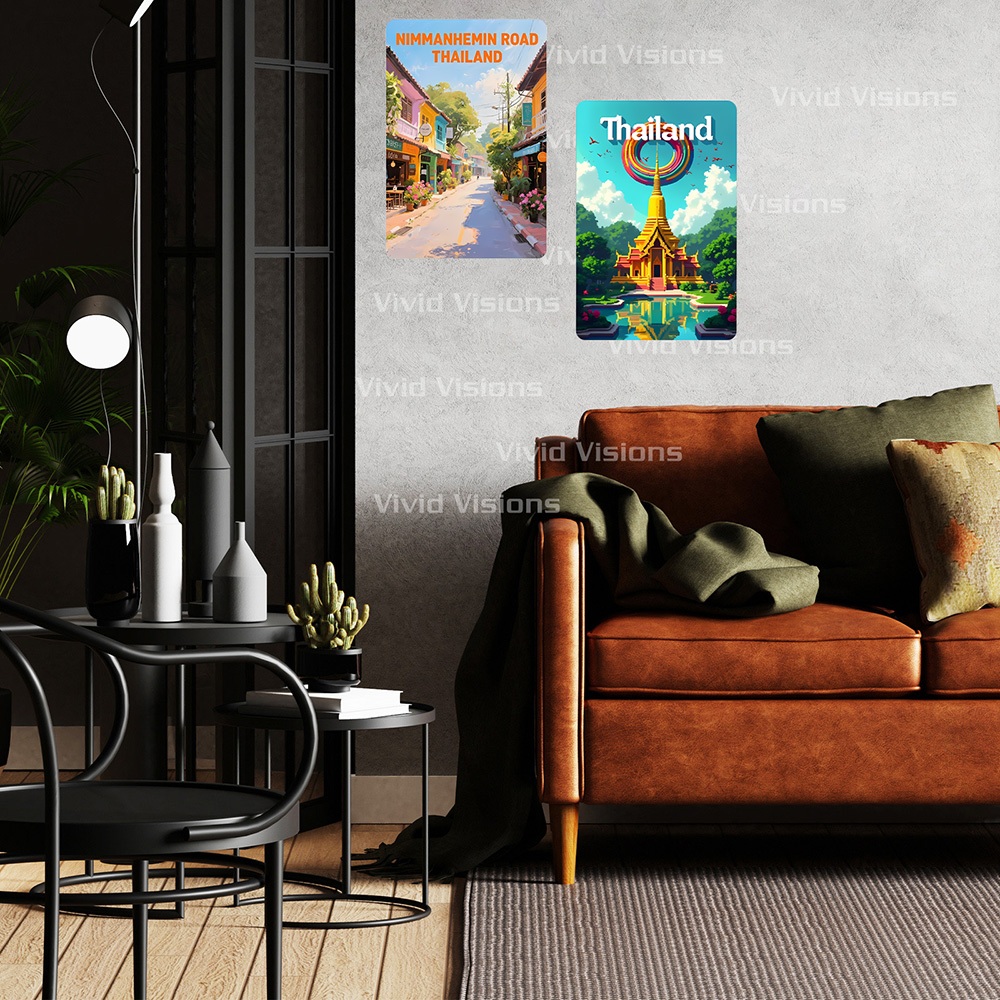 ภาพวาดตกแต่งเมืองไทยสมัยใหม่ ป้ายโลหะไทยทันสมัย ​​ขนาด 20*30 ซม. ภาพวาดตกแต่งร้านค้า/โรงแรมแบบไร้กรอบ - รูปที่ 2