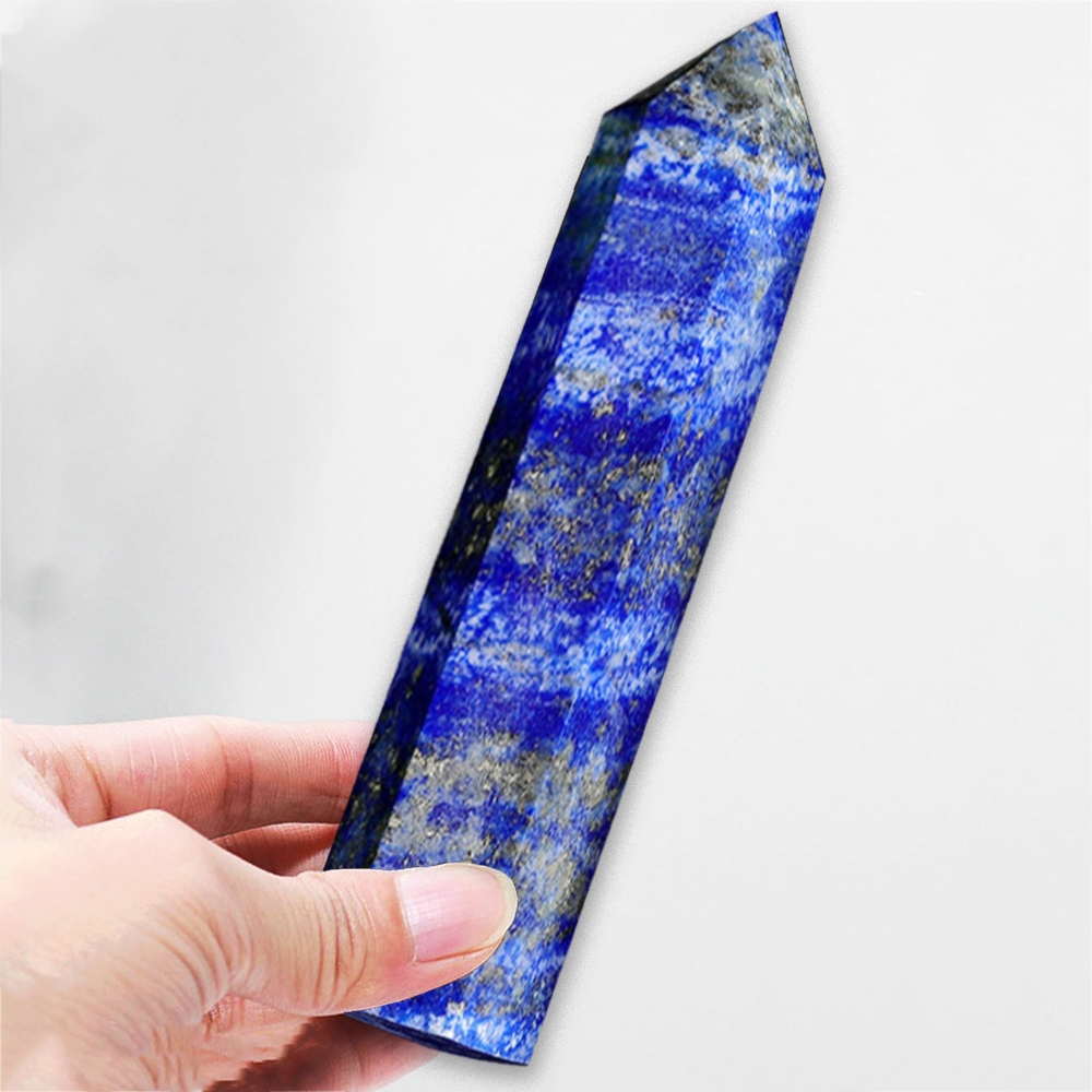 Lapis Lazuli ชี้เดียวหกเหลี่ยม Prism คริสตัล Wand ธรรมชาติ Healing หินตกแต่งบ้าน Spiritual การทําสมาธิ Handmade Craft สําหรับห้องพักสํานักงานโยคะของขวัญ