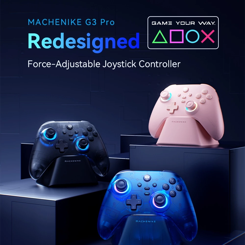 Machenike G3 V2 Series เกมแพดไร้สาย Tri-Mode พร้อมแท่นชาร์จ, ทริกเกอร์เอฟเฟกต์ฮอลล์ | จอยสติ๊กเอฟเฟกต์ห้องโถง | แบตเตอรี่1000มิลลิแอมป์ชั่วโมง1000เฮิร์ตซ์เกมคอนโทรลเลอร์สําหรับโทรศัพท์พีซีสวิทช์