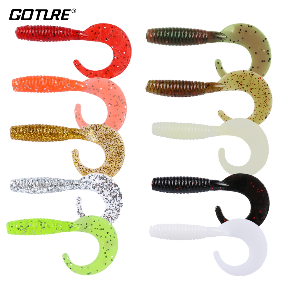 Goture เหยื่อหนอนซิลิโคน 10ชิ้น /แพ็ค ขนาด6cm  น้ำหนัก1.8g เหยื่อปลอมสำหรับตกปลา