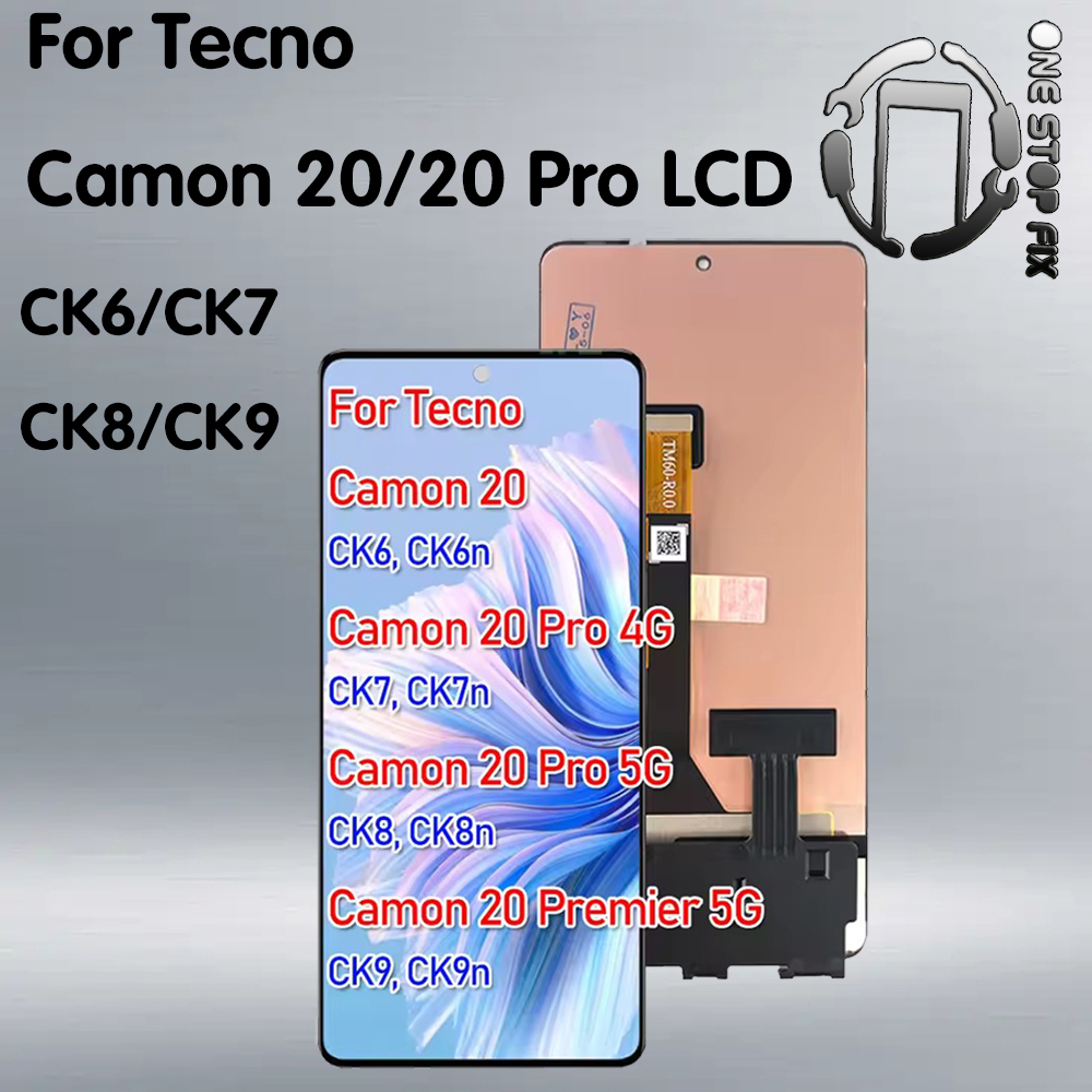 AMOLED สําหรับ Tecno Camon 20 LCD CK6 Touch Screen Assembly Camon 20 Pro 4G 5G CK7 CK8 Camon 20 Prem