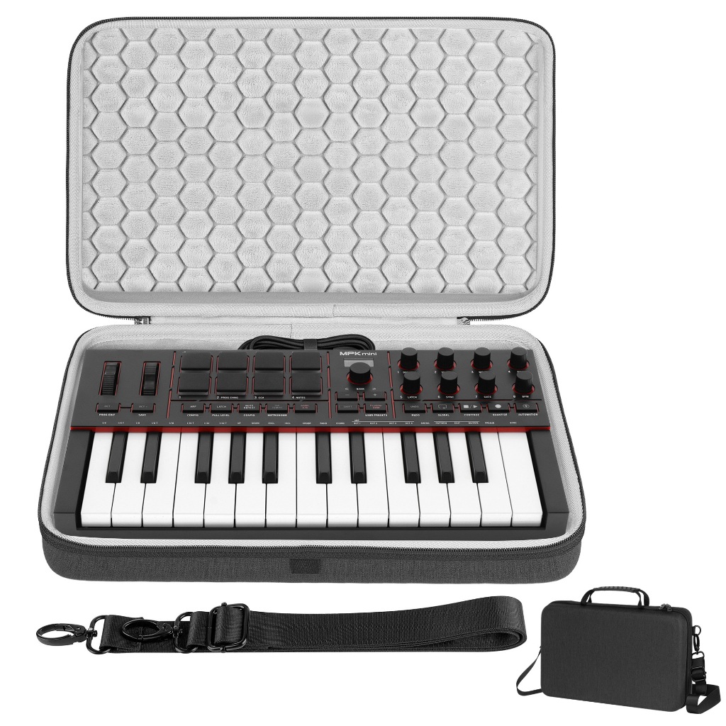 GEEKRIA กระเป๋าใส่อินเทอร์เฟซเสียงเข้ากันได้กับ Akai Professional MPC Live 3, กระเป๋าเดินทางแบบพกพาเปลือกแข็ง EVA (สีเทาอ่อน)