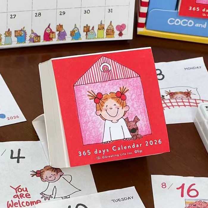 ❤️ปฏิทิน❤️2026 สไตล์ใหม่ โกโก้ การ์ตูนน่ารักพิมพ์สีกระเป๋าน้ําหนักเบาขนาดเล็ก พกพา-บน 365 วันปฏิทินกับคุณ