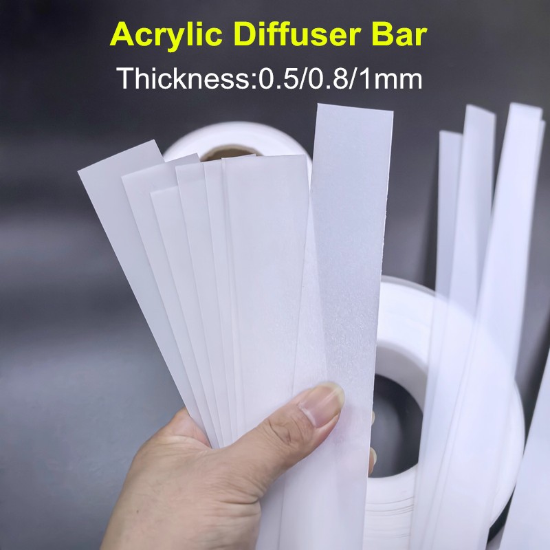 แถบกระจายอะคริลิกโอปอลแบบยืดหยุ่นสําหรับไฟ LED Strip, ฝาครอบ Frosted งอได้ - ตัดง่าย,หนา 0.5 0.8 1 มม.