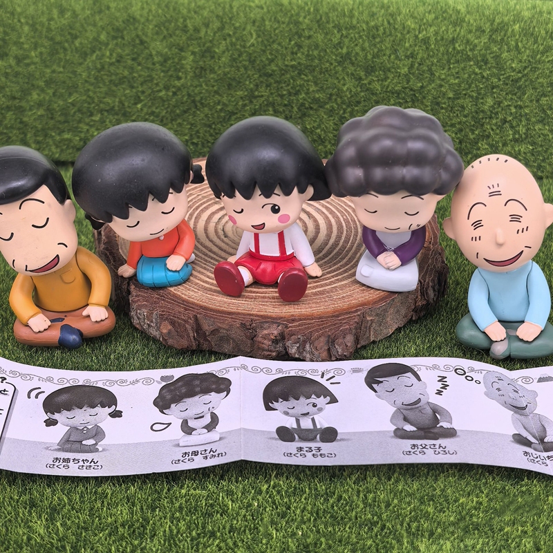 5 ชิ้น/เซ็ต Chibi Maruko-chan ครอบครัวหนึ่งไหล่ Sleep ตุ๊กตา Sakura Momoko Sakura Kyoko รุ่น Q PVC Action Figures ตุ๊กตาของเล่น