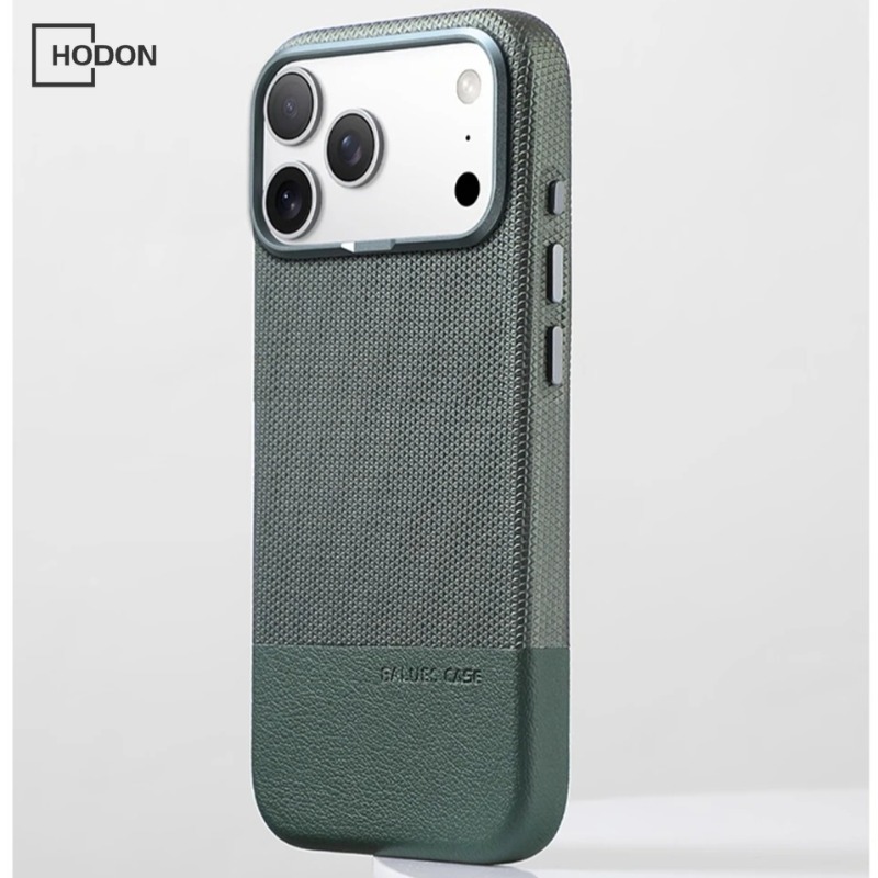 Hodon หรูหรา Splicing สีไร้สายชาร์จแม่เหล็กหนังเคสโทรศัพท์สําหรับ IPhone 17 16 15 14 13 Pro Max โลหะผสม-เลนส์กรอบกันกระแทกปกแข็ง