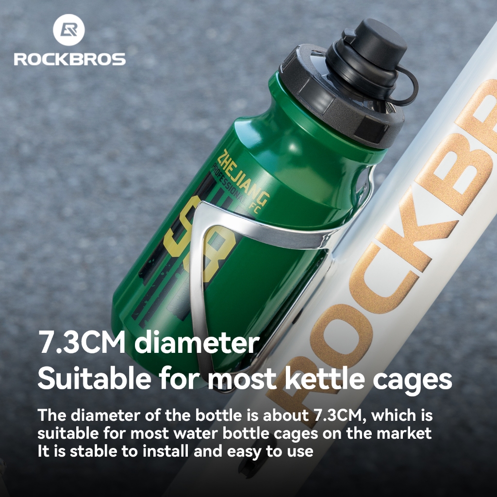 ROCKBROS ขวดน้ำปากกว้าง 600 มล. สำหรับปั่นจักรยาน ฟิตเนส กีฬา พร้อมฝาปิดกันฝุ่น อุปกรณ์เสริมจักรยาน