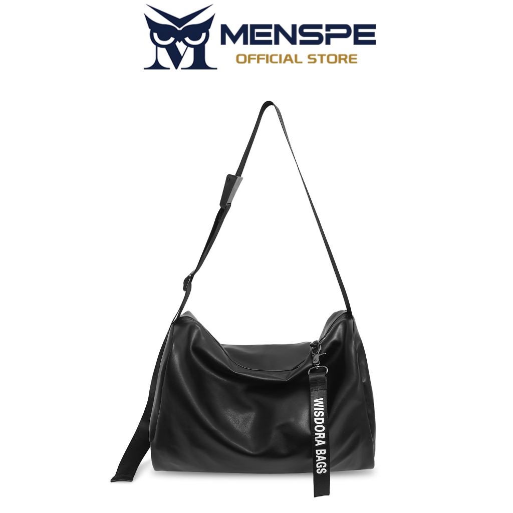 MENSPE กระเป๋าสะพายแฟชั่น Unisex พักผ่อนกลางแจ้งความจุขนาดใหญ่กันน้ํา Commuter Crossbody กระเป๋าแถบคาดศีรษะจี้