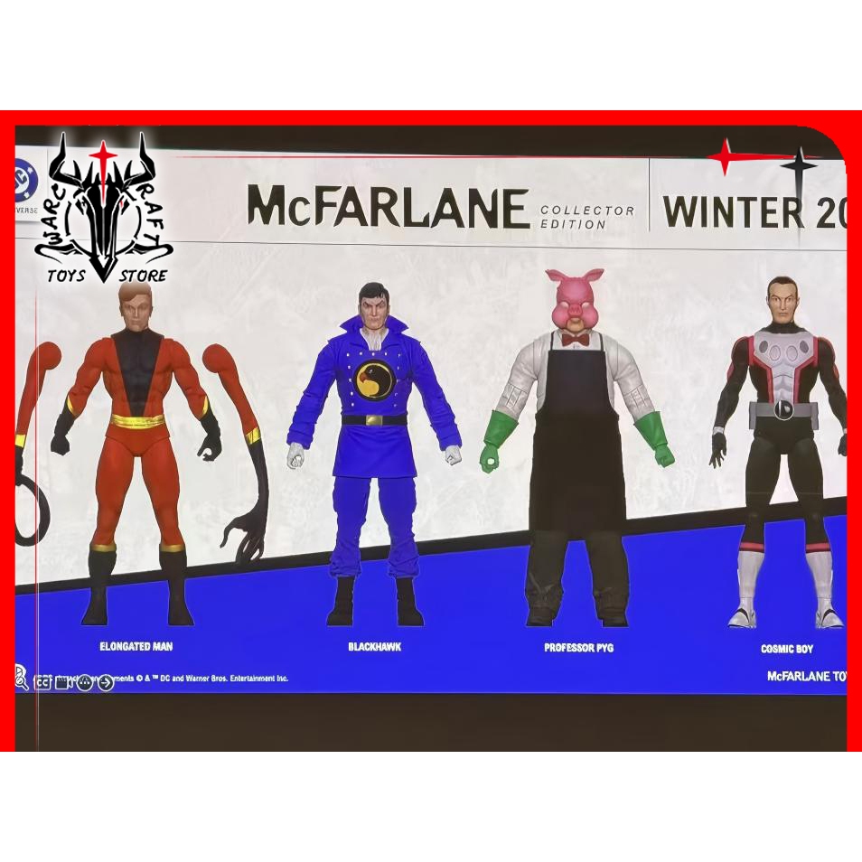[มีในสต็อก]ของเล่น McFarlane (ชายหลง, Blackhawk, ศาสตราจารย์ Pyg, Cosmic Boy)แอ็คชั่นฟิกเกอร์ DC Multiverse Collector Edition